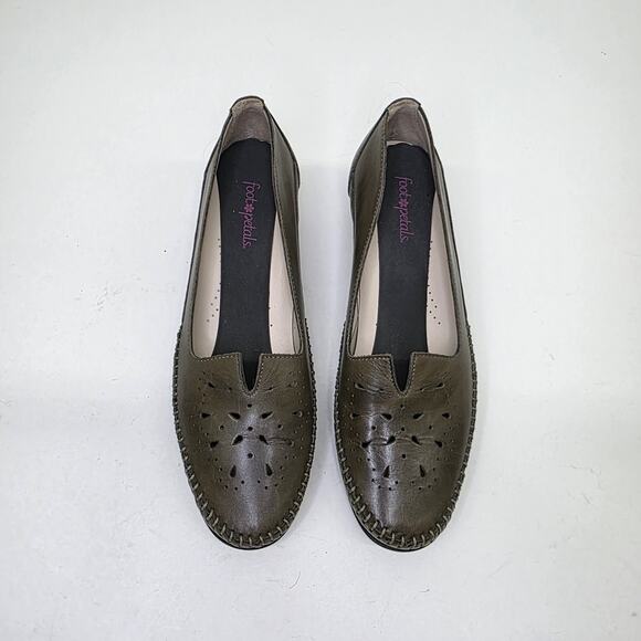 SAS Sonyo Slip On Heel Bronze Patent Leather Cut Out Kitten Size 7.5 M Comfort - Picture 1 of 9